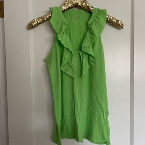 Lime green Lilly Pulitzer racer back top size medium ruffle neck